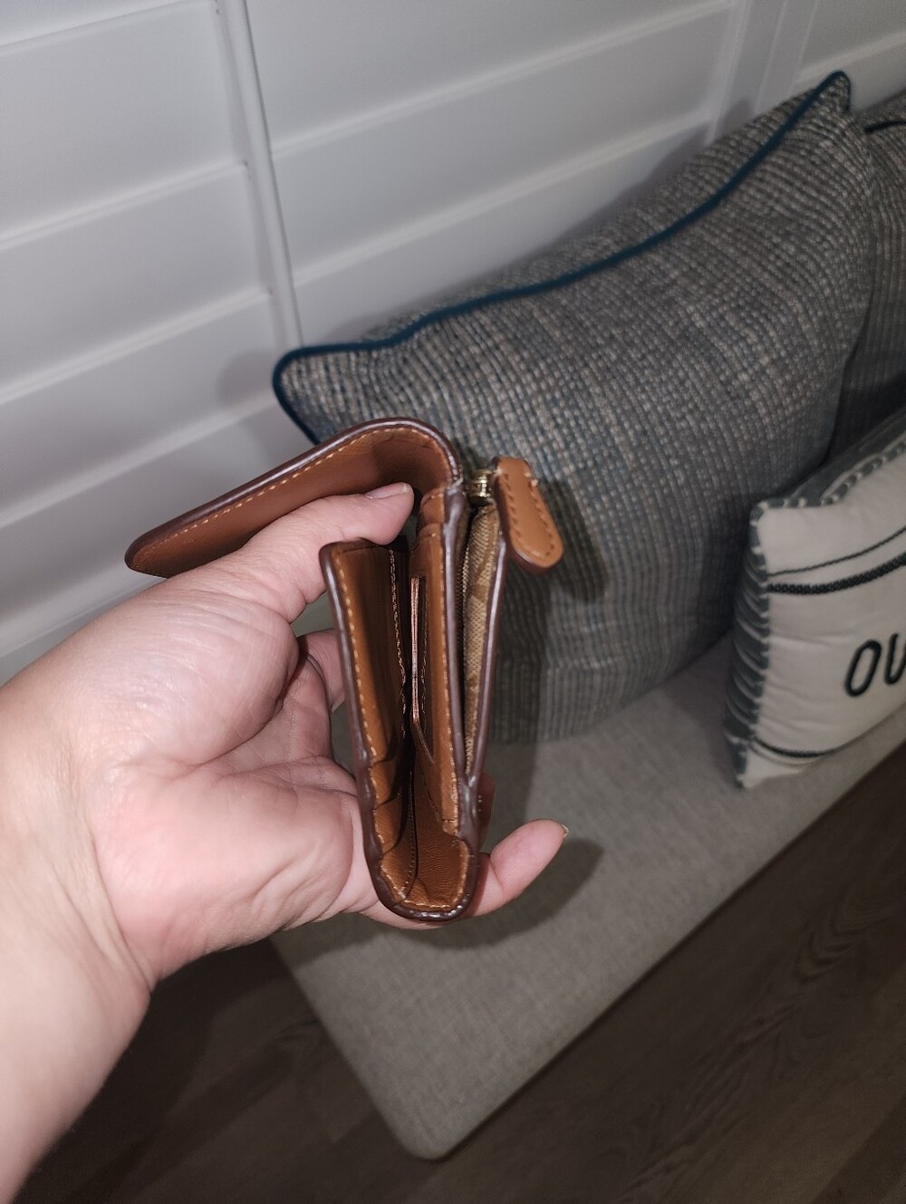 Coach Signature Brown Fold-Over Wallet - Picture 11 of 13